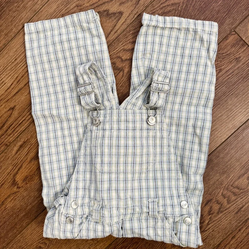 Vintage 2003 Gymboree Plaid Cotton Overalls Blue Green White 3T Bibs